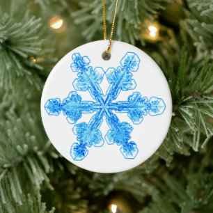 Décoration En Céramique Festif Blue Winter Snowflake