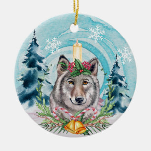 Décoration En Céramique Festif Noël Wolf Holiday Tree