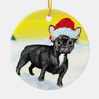 Décoration En Céramique festive french bull dog