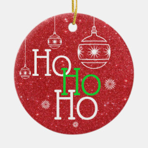 Décoration En Céramique Festive Ho Ho Ho sur parties scintillant rouge arr