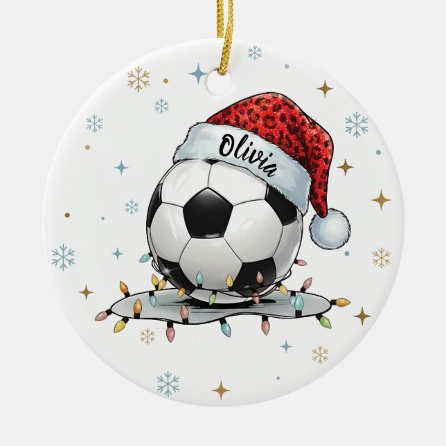 Décoration En Céramique Festive Soccer Ball Holiday Design  (Devant)