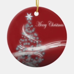 Décoration En Céramique Festive Star Chic Noël À feuillage persistant