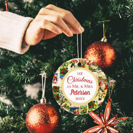 Décoration En Céramique Festive Vintage premier Noël en tant que M. et Mme