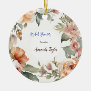 Décoration En Céramique Fête de mariage minimaliste fleurs aquarelle