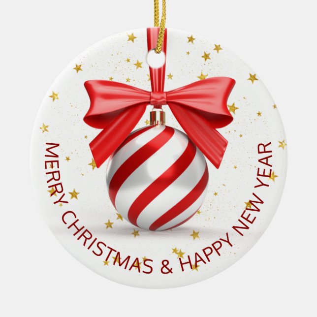 Décoration En Céramique Fête de Noël blanc rouge (Devant)