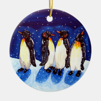 Décoration En Céramique Fête des pingouins pour l'hiver