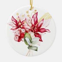 Fête d'hiver poinsettia aquarelle fleurs