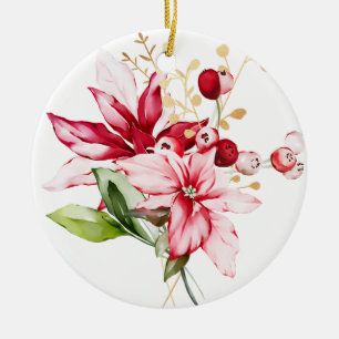 Décoration En Céramique Fête d'hiver poinsettia aquarelle fleurs
