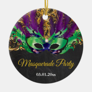 Décoration En Céramique Fête Mascarade Magique Nuit Verte Purple Or