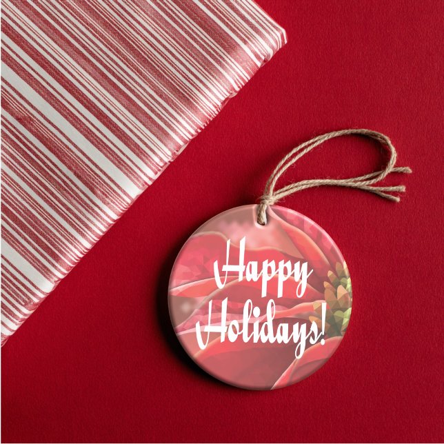 Décoration En Céramique Fêtes de Poinsettia (Artistic Dual-Use! Our poinsettia inspired ornament doubles as a luxury gift tag.)