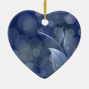 Décoration En Céramique Feuille de Blue Bokeh