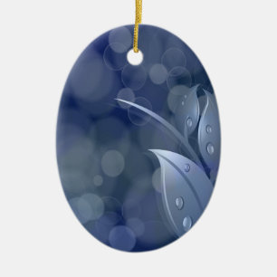Décoration En Céramique Feuille de Blue Bokeh