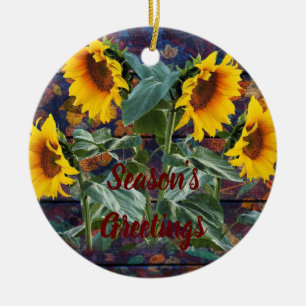 Décoration En Céramique Feuilles d'automne rustiques et tournesols