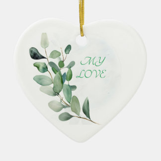 Décoration En Céramique Feuilles de l'Eucalyptus vert