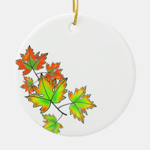 Décoration En Céramique Feuilles d'érable multicolore rouge jaune orange f