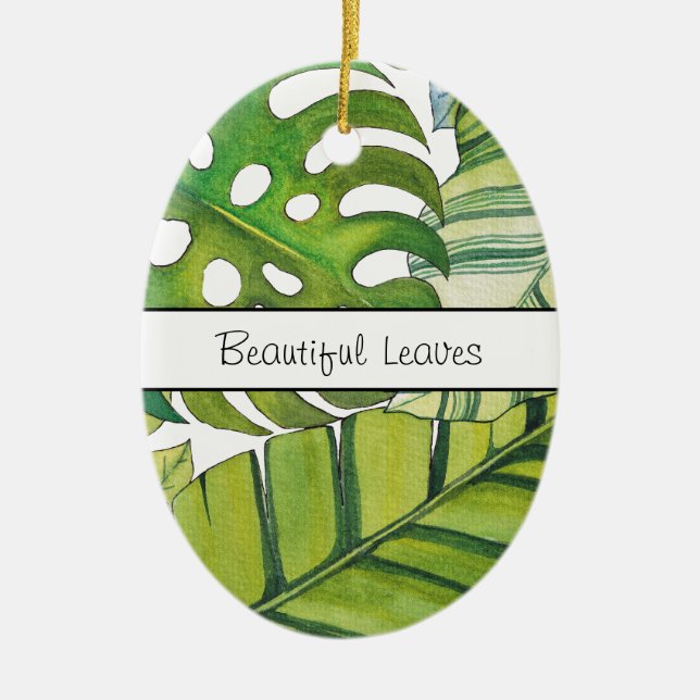 Décoration En Céramique Feuilles Tropicaux En Aquarelle (Devant)