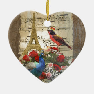 Décoration En Céramique Fiche musicale Paris & oiseaux vintage collage