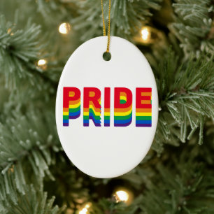 Décoration En Céramique Fierté arc-en-ciel couleurs rétro gay lgbtq Noël