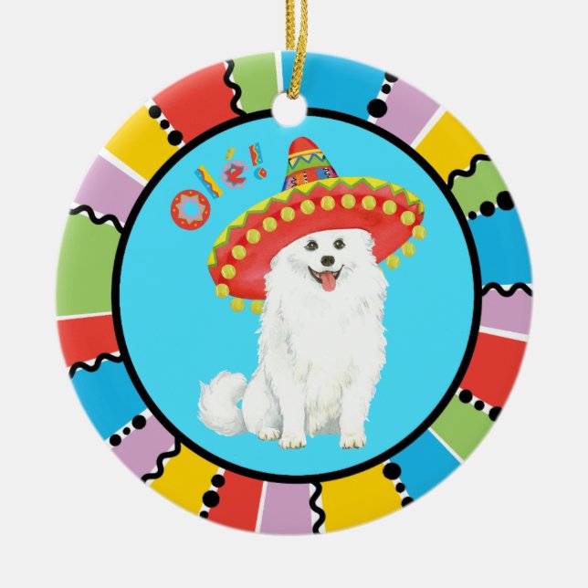 Décoration En Céramique Fiesta American Eskimo Chien (Devant)