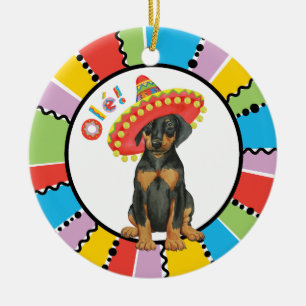 Décoration En Céramique Fiesta Doberman Pinscher Ceramic Ornament