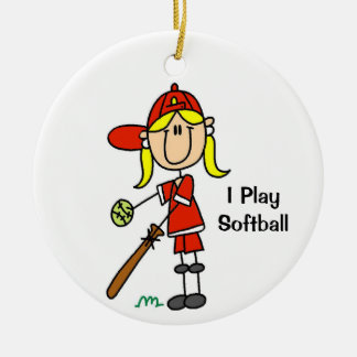 Décoration En Céramique Figure à cheveux blonds softball Féminin