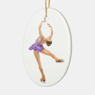 Décoration En Céramique Figure Patinage Ovale Ornament