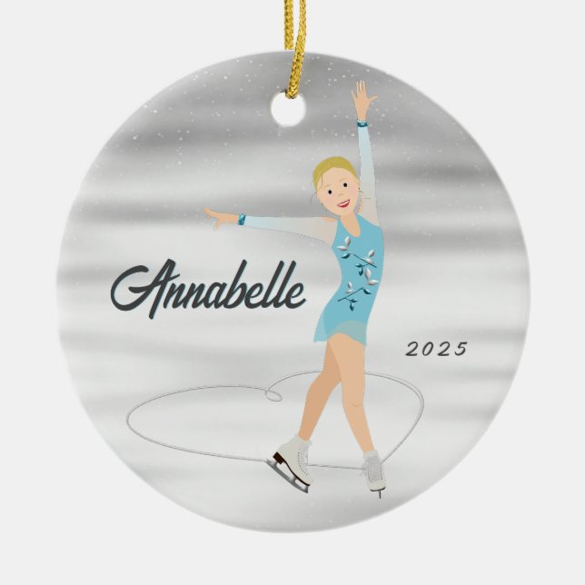 Décoration En Céramique Figure Skater Blonde en Aqua (Devant)