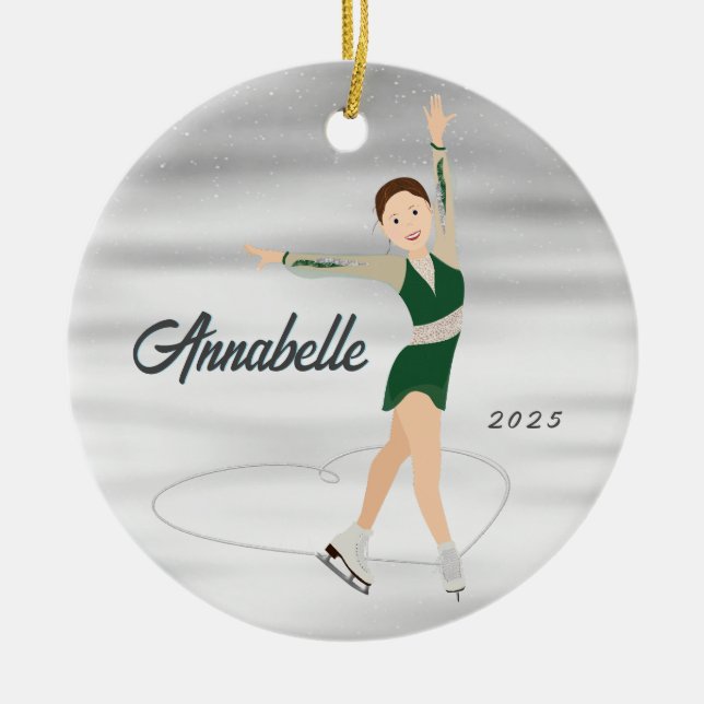 Décoration En Céramique Figure Skater Burnette en vert (Devant)