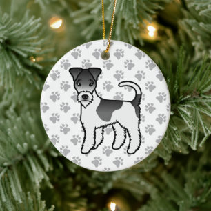 Décoration En Céramique Fil noir et blanc Renard Terrier mignon Dessin Car
