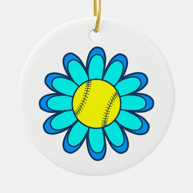 Décoration En Céramique Fille bleue du base-ball (Devant)