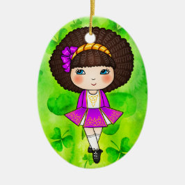 Décoration En Céramique Fille de danse irlandaise dans la robe violette