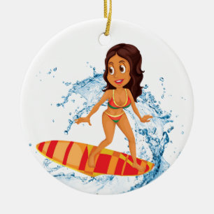 Décoration En Céramique Fille de surfer