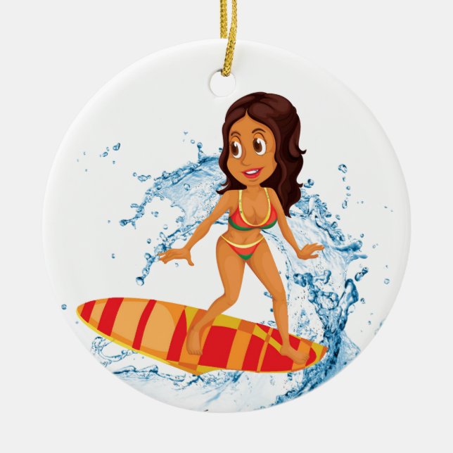 Décoration En Céramique Fille de surfer (Devant)