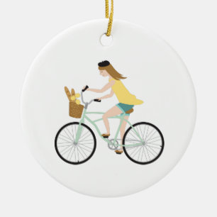 Décoration En Céramique Fille de vélo