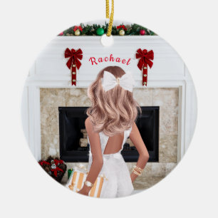 Décoration En Céramique Fille en blanc personnalisée