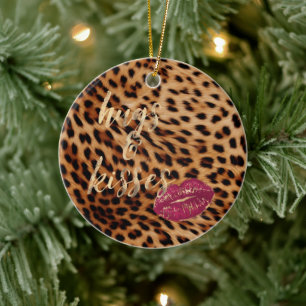 Décoration En Céramique Fille Glam Leopard Hugs & Kisses Lips