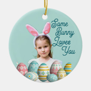 Décoration En Céramique Fille Photo Oreilles de Lapin Mignonne Bleu
