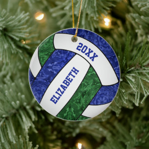 Décoration En Céramique filles bleu vert volleyball gardien