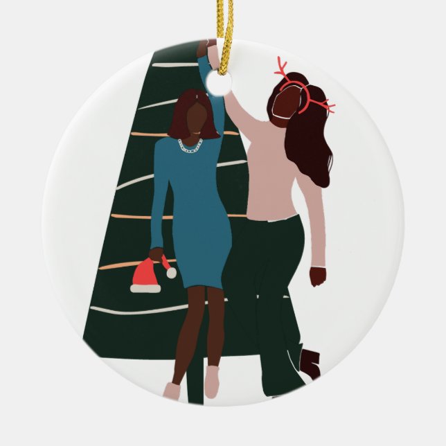 Décoration En Céramique Filles noires meilleur ami Noël (Devant)
