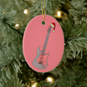 Décoration En Céramique Filles Pink Electric Guitare Noël