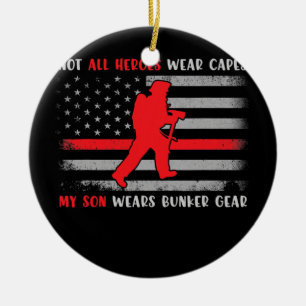 Décoration En Céramique Fils pompier Tee Fier Pompier Papa Maman