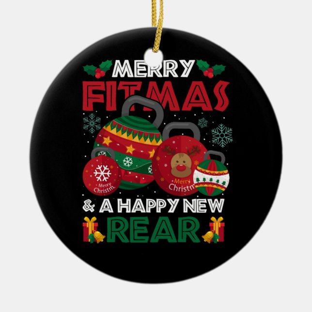 Décoration En Céramique Fitness Noël Joyeux Fitmas Et Un Bon Nouveau Rea (Devant)