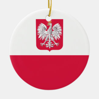 Décoration En Céramique Flaga Polski - drapeau polonais avec le manteau