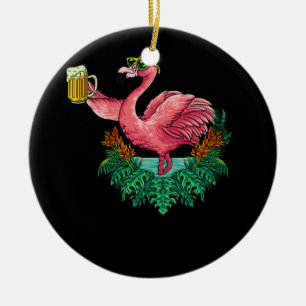 Décoration En Céramique Flamant rose Boire la bière