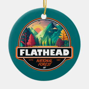 Décoration En Céramique Flathead Forêt nationale Emblem Montana