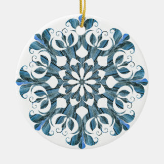 Décoration En Céramique Fléau de neige bleu Mandala 