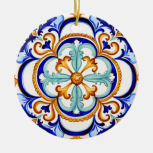 Décoration En Céramique Fleur baroque sicilienne II