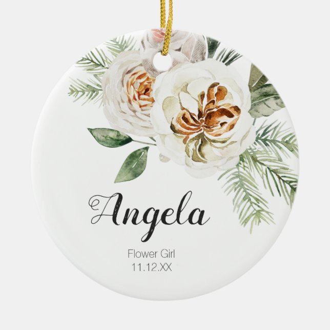 Décoration En Céramique Fleur blanche personnalisée Noël (Devant)