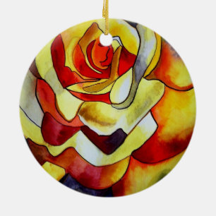 Décoration En Céramique Fleur d'aquarelle d'origine Frénésie Jaune