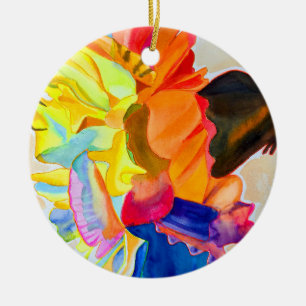 Décoration En Céramique Fleur d'aquarelle Neon Carnation